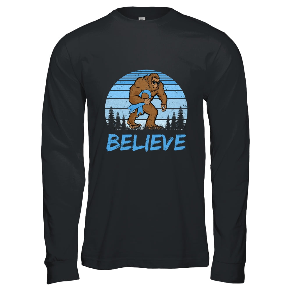 Bigfoot Believe Light Blue Ribbon Prostate Cancer Awareness Shirt & Hoodie | teecentury
