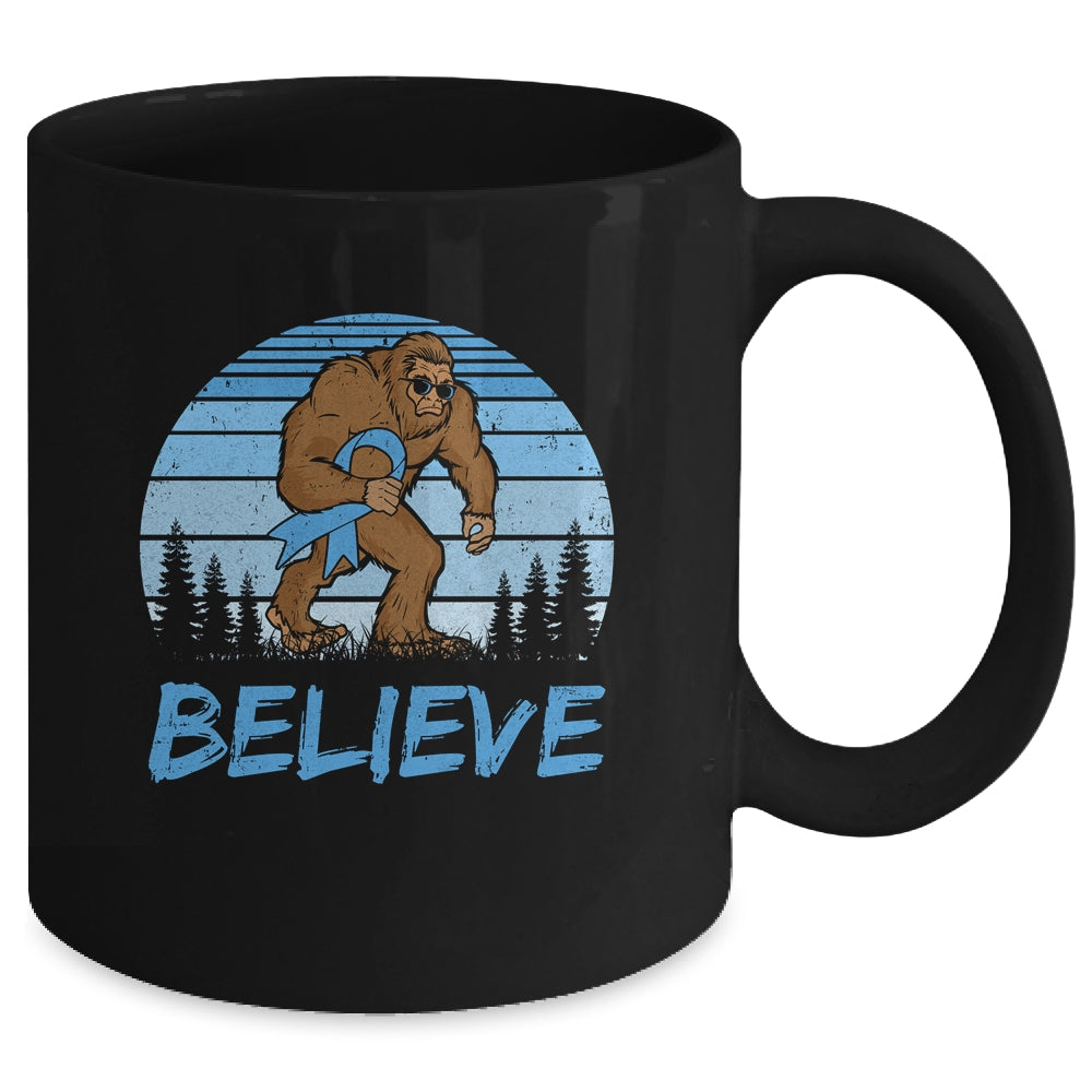 Bigfoot Believe Light Blue Ribbon Prostate Cancer Awareness Mug | teecentury