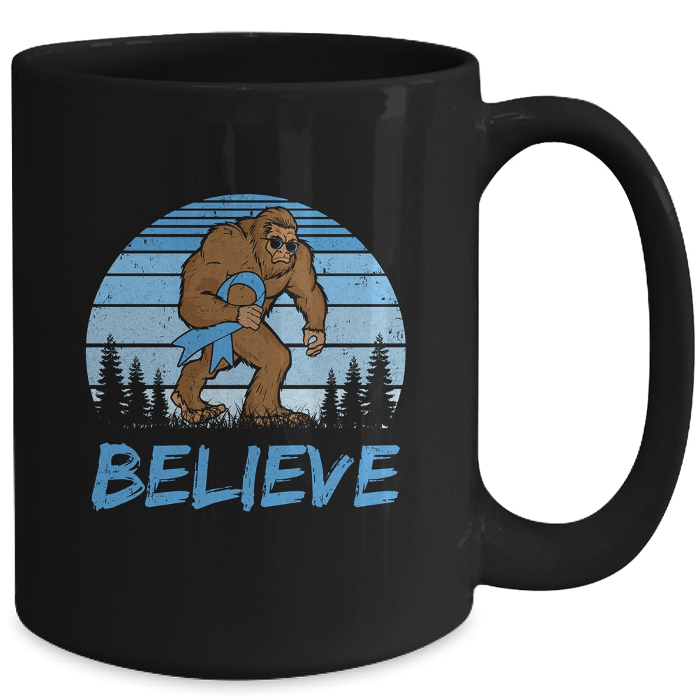 Bigfoot Believe Light Blue Ribbon Prostate Cancer Awareness Mug | teecentury