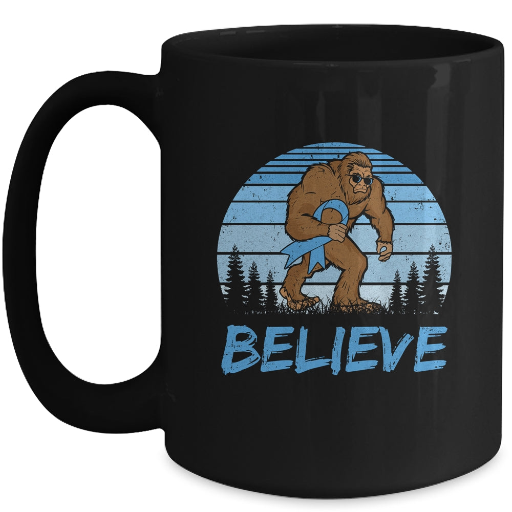 Bigfoot Believe Light Blue Ribbon Prostate Cancer Awareness Mug | teecentury