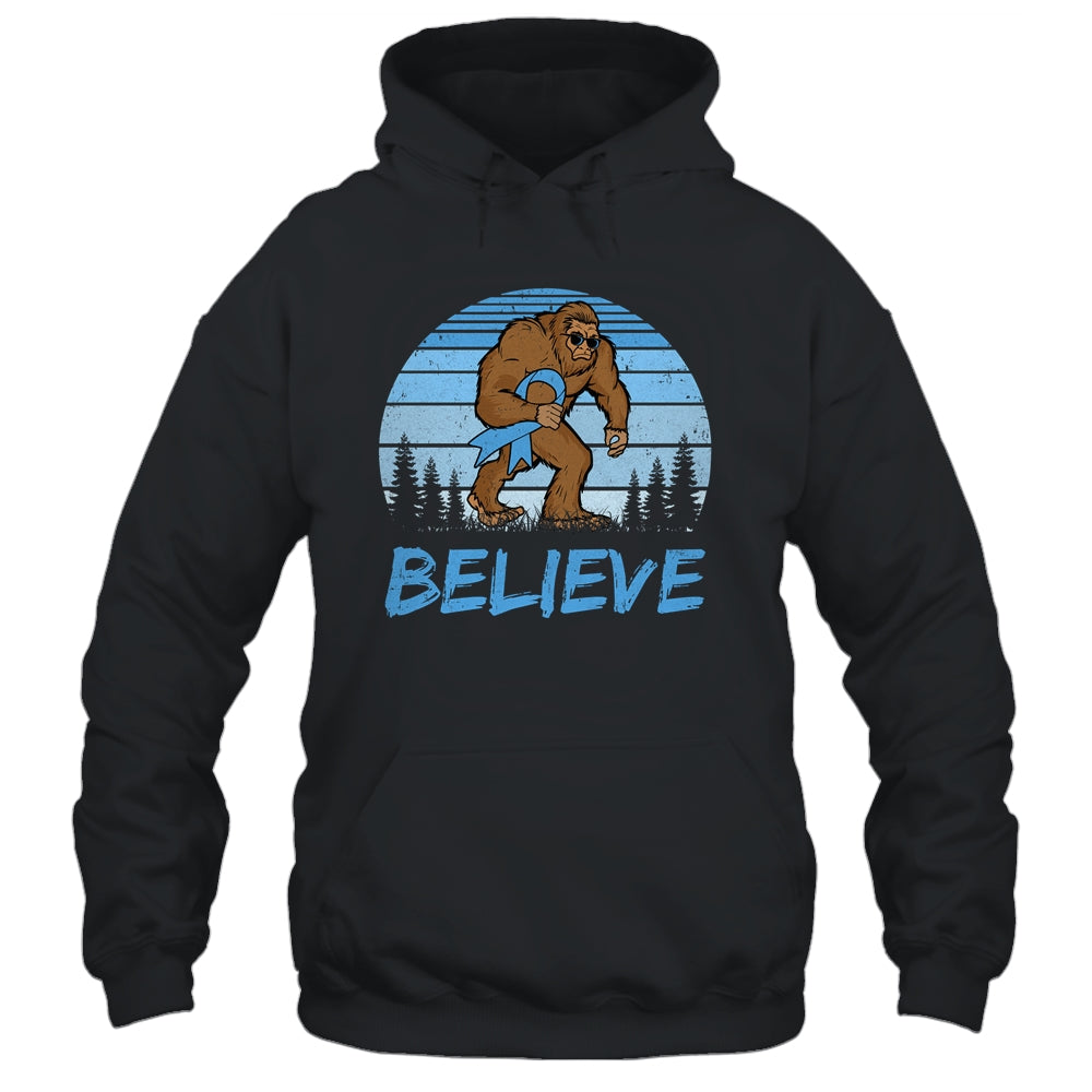Bigfoot Believe Light Blue Ribbon Prostate Cancer Awareness Shirt & Hoodie | teecentury