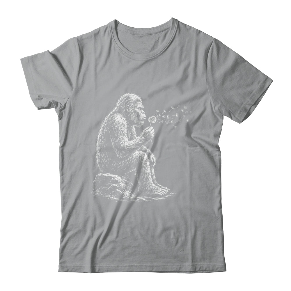 Bigfoot Blowing Wishes Dandelion Vintage Sasquatch Art Shirt & Hoodie | teecentury