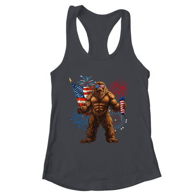 Bigfoot Fireworks 4th Of July Men Sasquatch American US Flag Shirt & Tank Top | teecentury