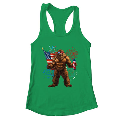 Bigfoot Fireworks 4th Of July Men Sasquatch American US Flag Shirt & Tank Top | teecentury