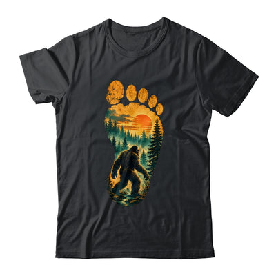 Bigfoot Footprint Moon Light Mountain Trees Forest Sasquatch Shirt & Tank Top | teecentury