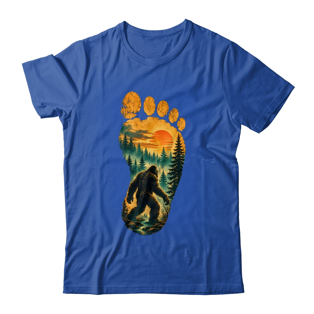 Bigfoot Footprint Moon Light Mountain Trees Forest Sasquatch Shirt & Tank Top | teecentury