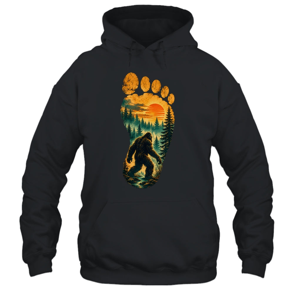 Bigfoot Footprint Moon Light Mountain Trees Forest Sasquatch Shirt & Tank Top | teecentury
