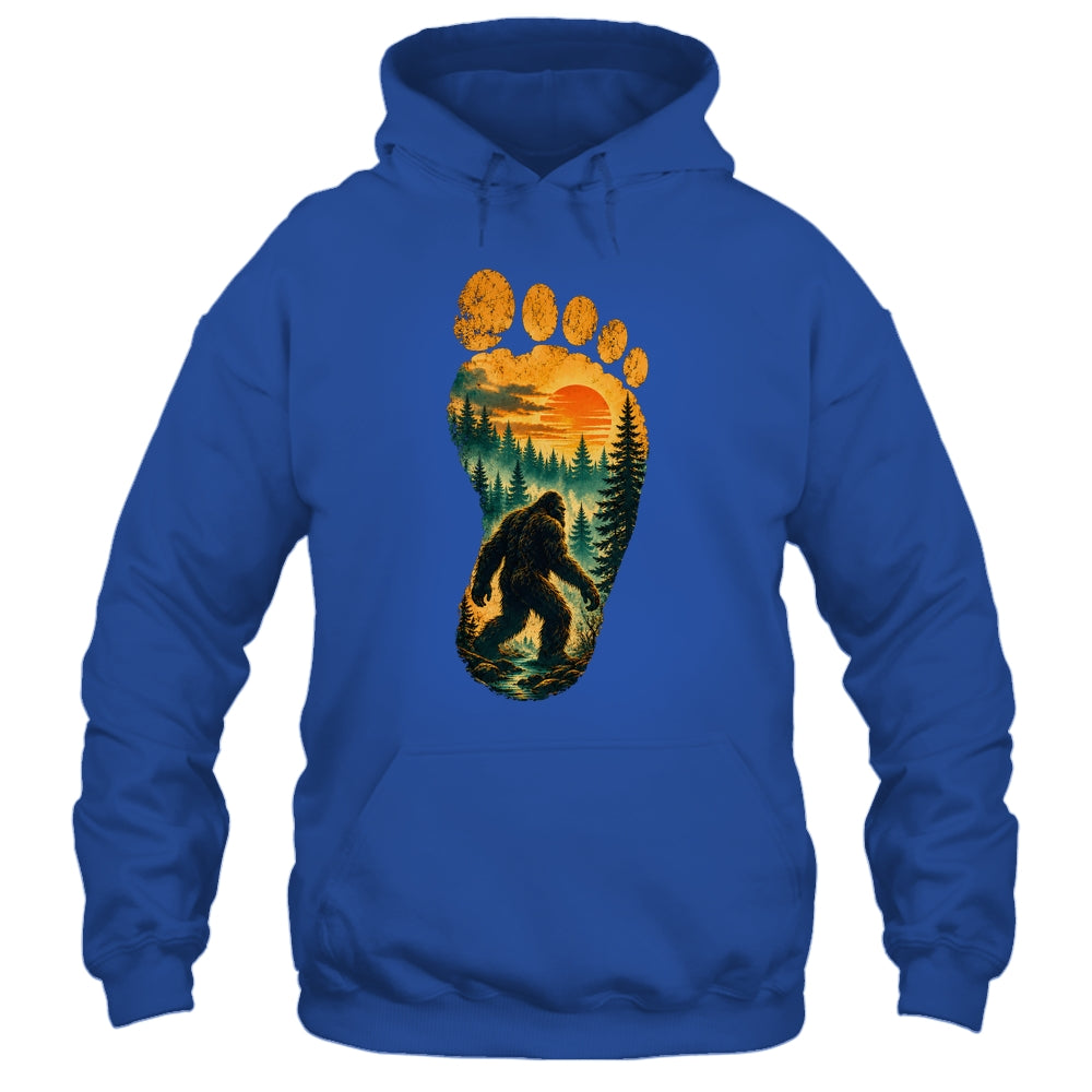 Bigfoot Footprint Moon Light Mountain Trees Forest Sasquatch Shirt & Tank Top | teecentury