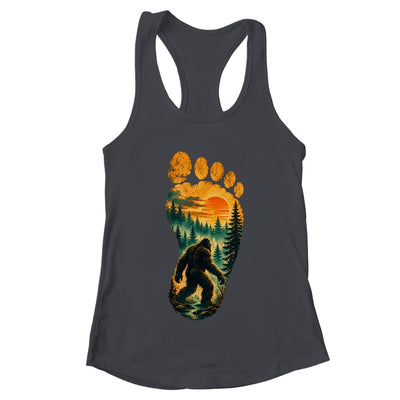 Bigfoot Footprint Moon Light Mountain Trees Forest Sasquatch Shirt & Tank Top | teecentury