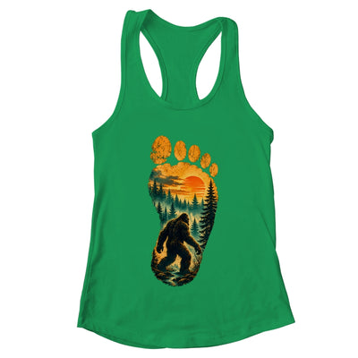 Bigfoot Footprint Moon Light Mountain Trees Forest Sasquatch Shirt & Tank Top | teecentury