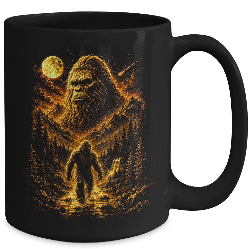 Bigfoot Sasquatch Graphic Moon Forest Cryptid Nature Outdoor Mug | teecentury