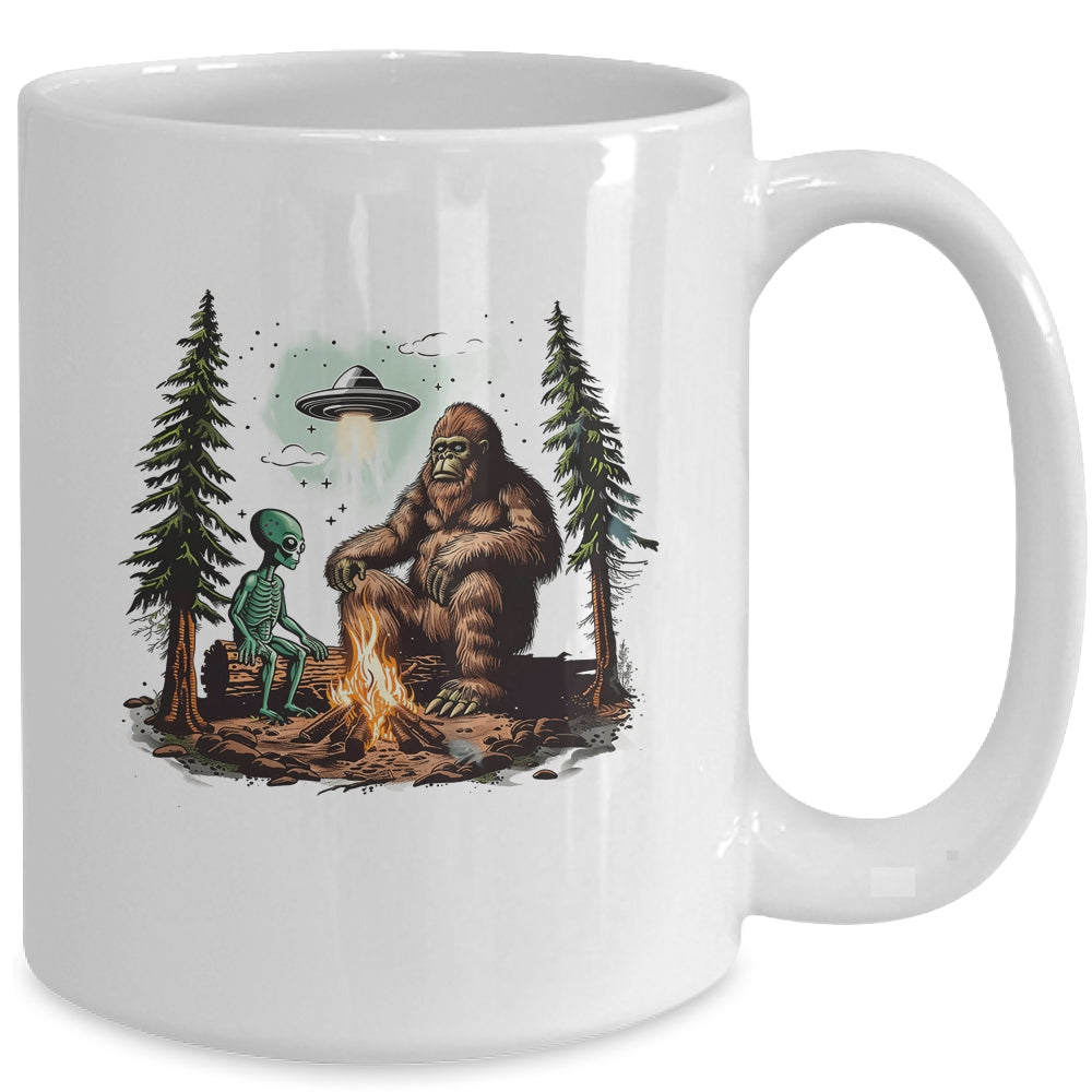 Bigfoot UFO Alien Campfire Hiking Sasquatch Outdoor Lovers Mug | teecentury