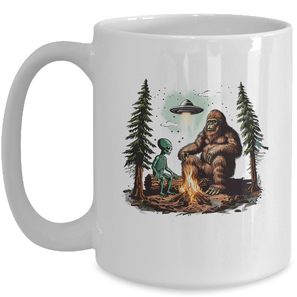 Bigfoot UFO Alien Campfire Hiking Sasquatch Outdoor Lovers Mug | teecentury