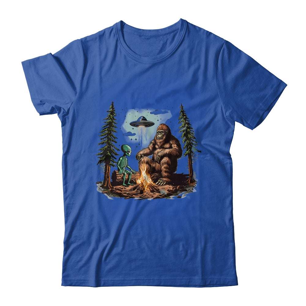 Bigfoot UFO Alien Campfire Hiking Sasquatch Outdoor Lovers Shirt & Tank Top | teecentury