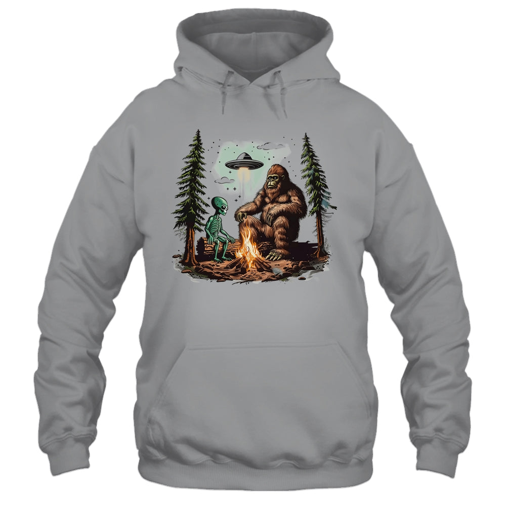 Bigfoot UFO Alien Campfire Hiking Sasquatch Outdoor Lovers Shirt & Tank Top | teecentury