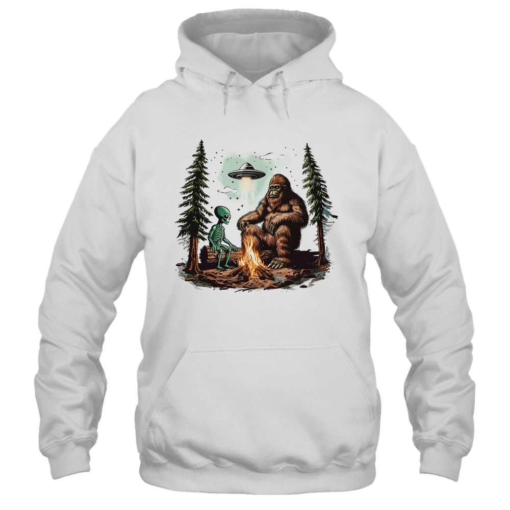 Bigfoot UFO Alien Campfire Hiking Sasquatch Outdoor Lovers Shirt & Tank Top | teecentury