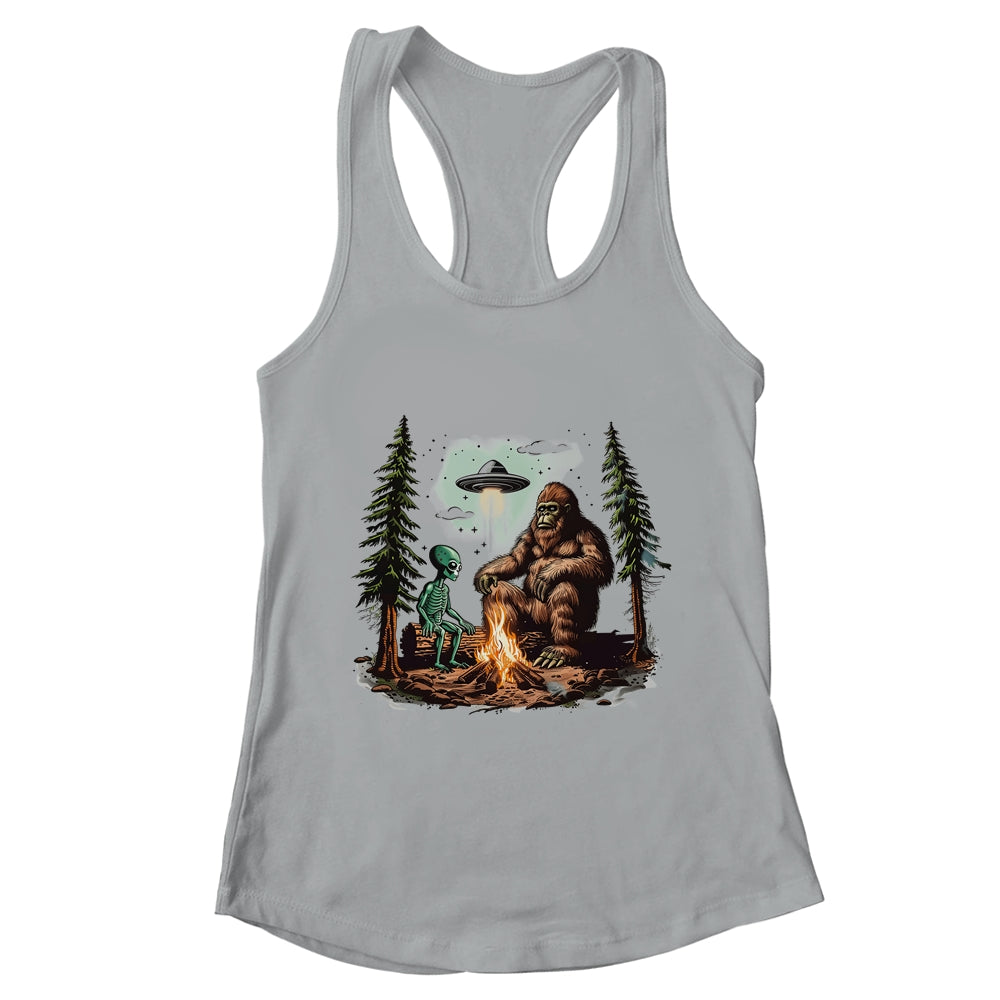 Bigfoot UFO Alien Campfire Hiking Sasquatch Outdoor Lovers Shirt & Tank Top | teecentury