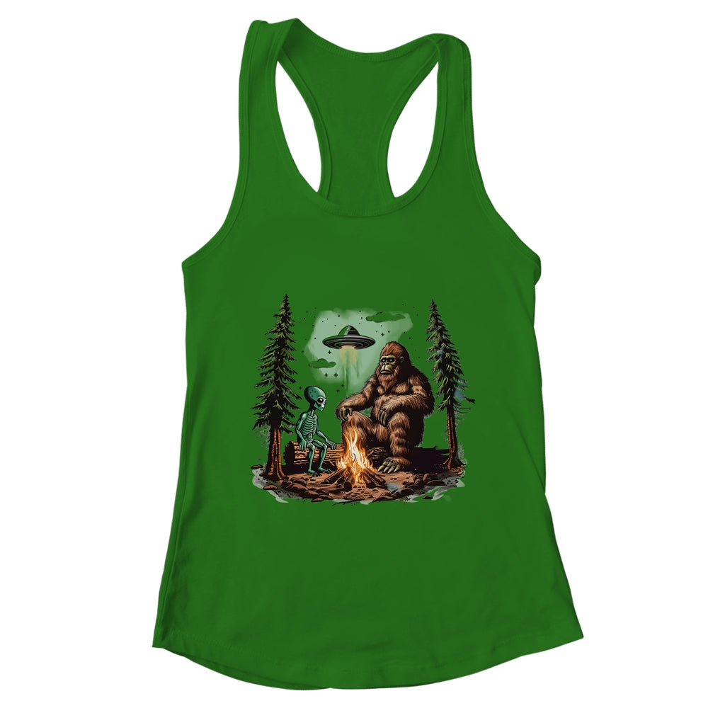Bigfoot UFO Alien Campfire Hiking Sasquatch Outdoor Lovers Shirt & Tank Top | teecentury
