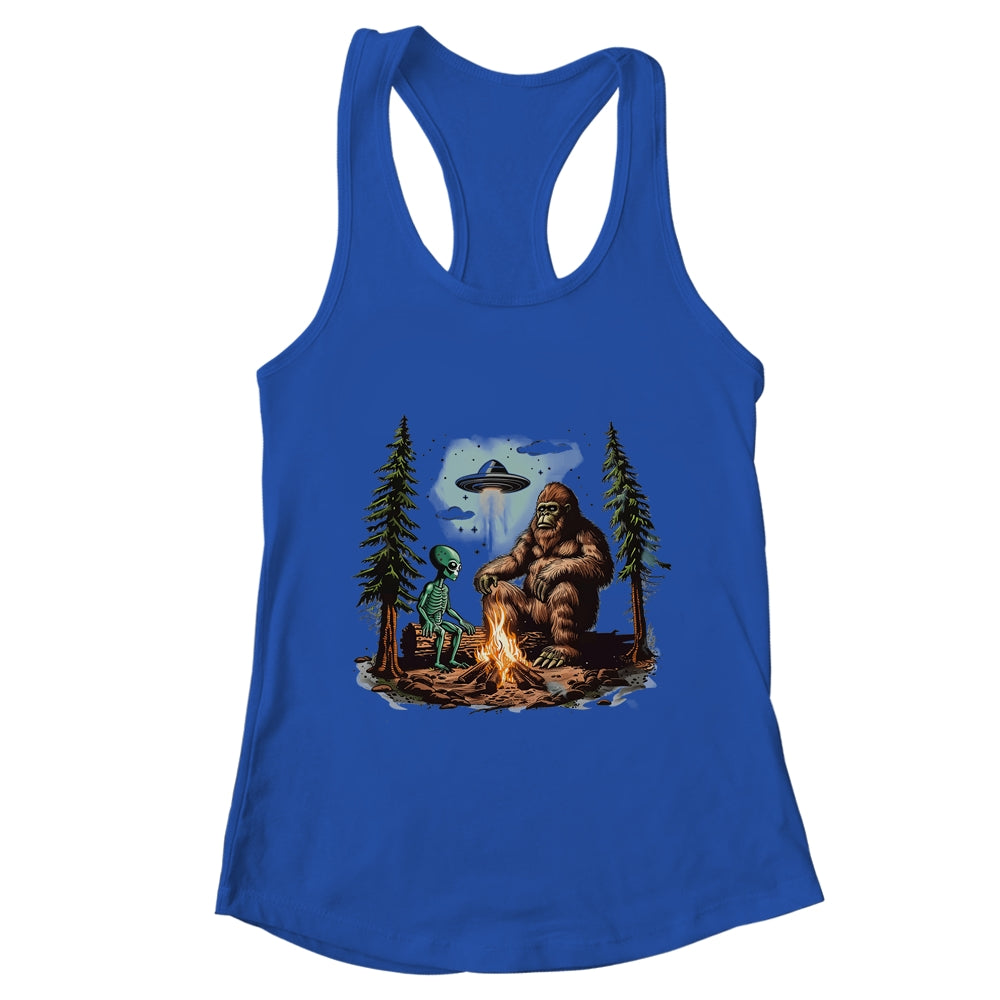 Bigfoot UFO Alien Campfire Hiking Sasquatch Outdoor Lovers Shirt & Tank Top | teecentury