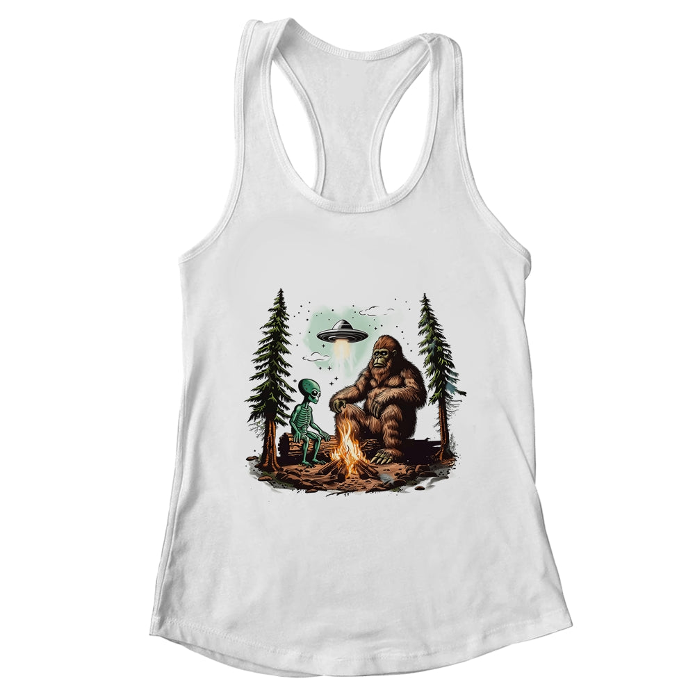 Bigfoot UFO Alien Campfire Hiking Sasquatch Outdoor Lovers Shirt & Tank Top | teecentury
