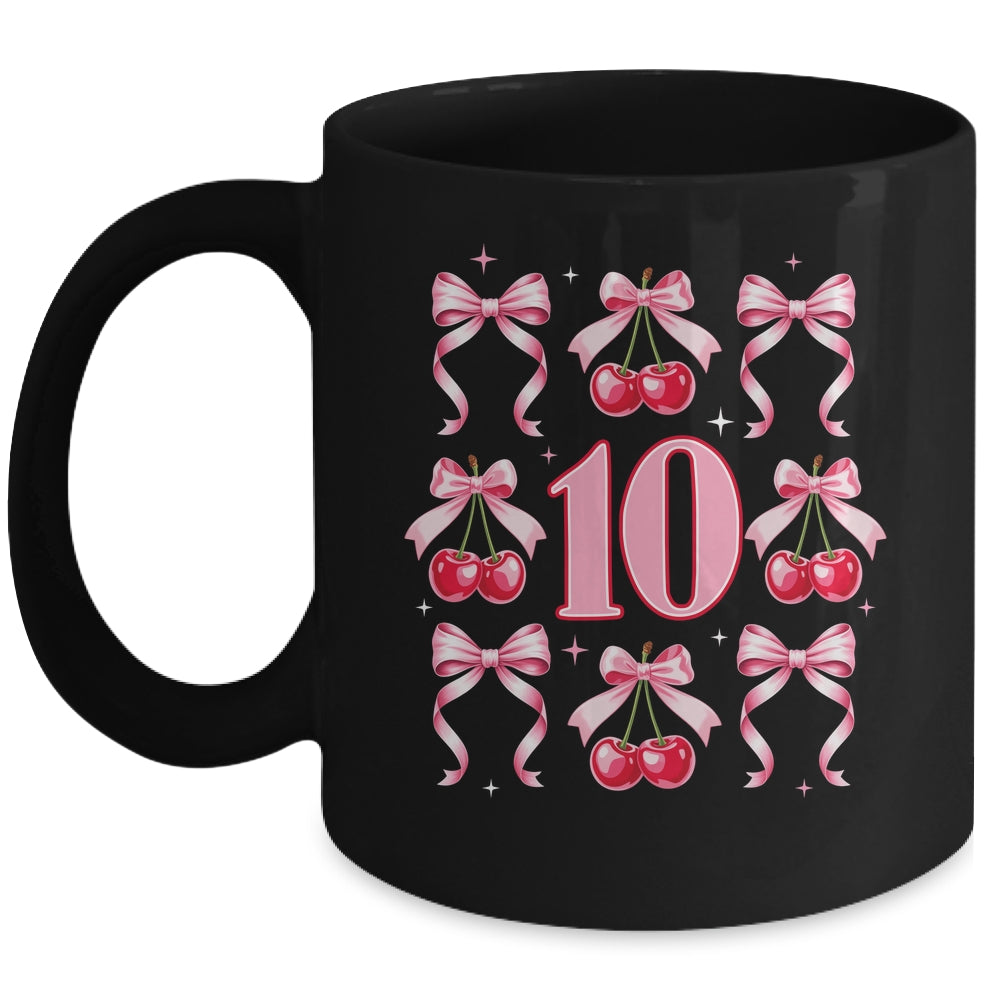 Birthday Girl 10th Birthday Cherry Coquette Bow 10 Years Old Mug | teecentury