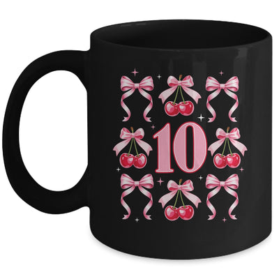 Birthday Girl 10th Birthday Cherry Coquette Bow 10 Years Old Mug | teecentury