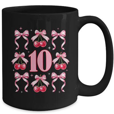 Birthday Girl 10th Birthday Cherry Coquette Bow 10 Years Old Mug | teecentury