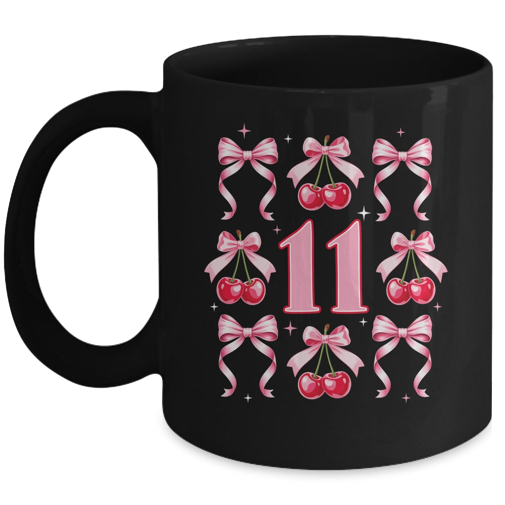 Birthday Girl 11th Birthday Cherry Coquette Bow 11 Years Old Mug | teecentury
