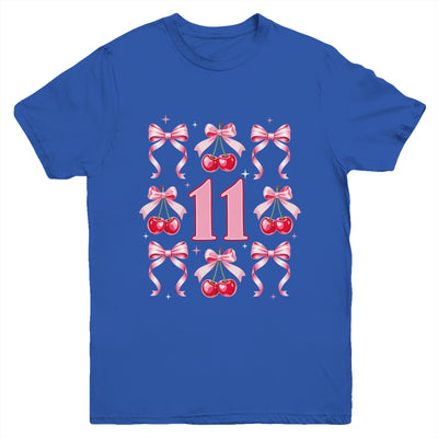 Birthday Girl 11th Birthday Cherry Coquette Bow 11 Years Old Youth Shirt | teecentury