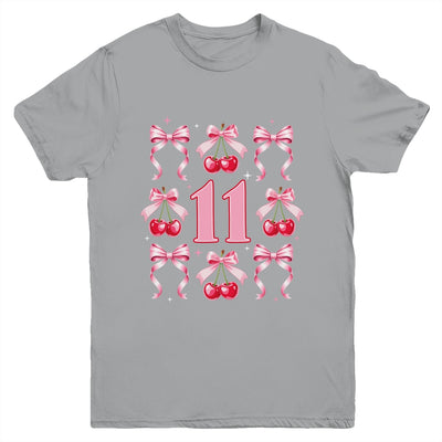 Birthday Girl 11th Birthday Cherry Coquette Bow 11 Years Old Youth Shirt | teecentury