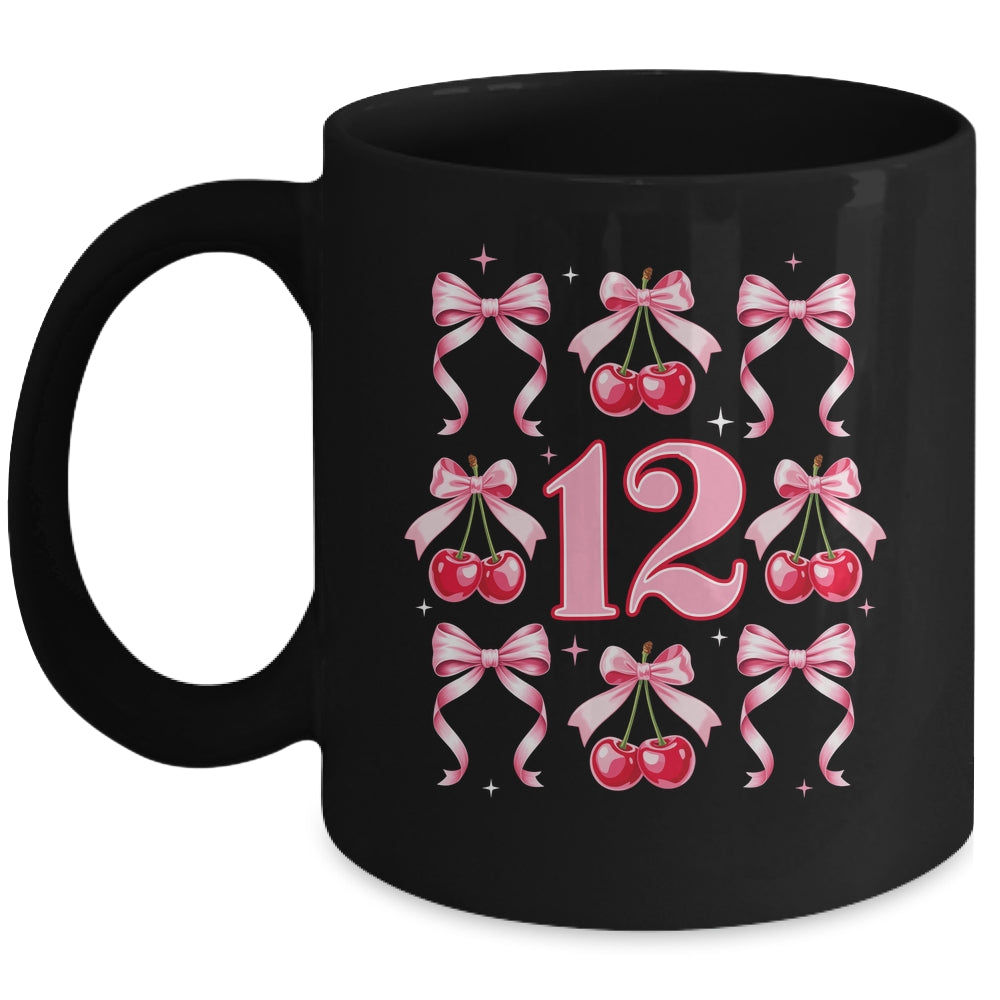 Birthday Girl 12th Birthday Cherry Coquette Bow 12 Years Old Mug | teecentury