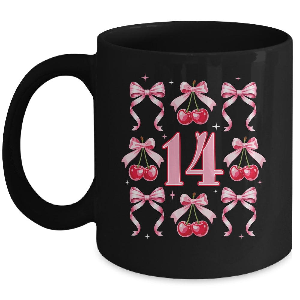 Birthday Girl 14th Birthday Cherry Coquette Bow 14 Years Old Mug | teecentury