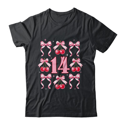 Birthday Girl 14th Birthday Cherry Coquette Bow 14 Years Old Shirt & Hoodie | teecentury