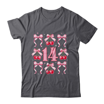 Birthday Girl 14th Birthday Cherry Coquette Bow 14 Years Old Shirt & Hoodie | teecentury