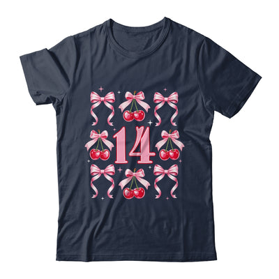 Birthday Girl 14th Birthday Cherry Coquette Bow 14 Years Old Shirt & Hoodie | teecentury