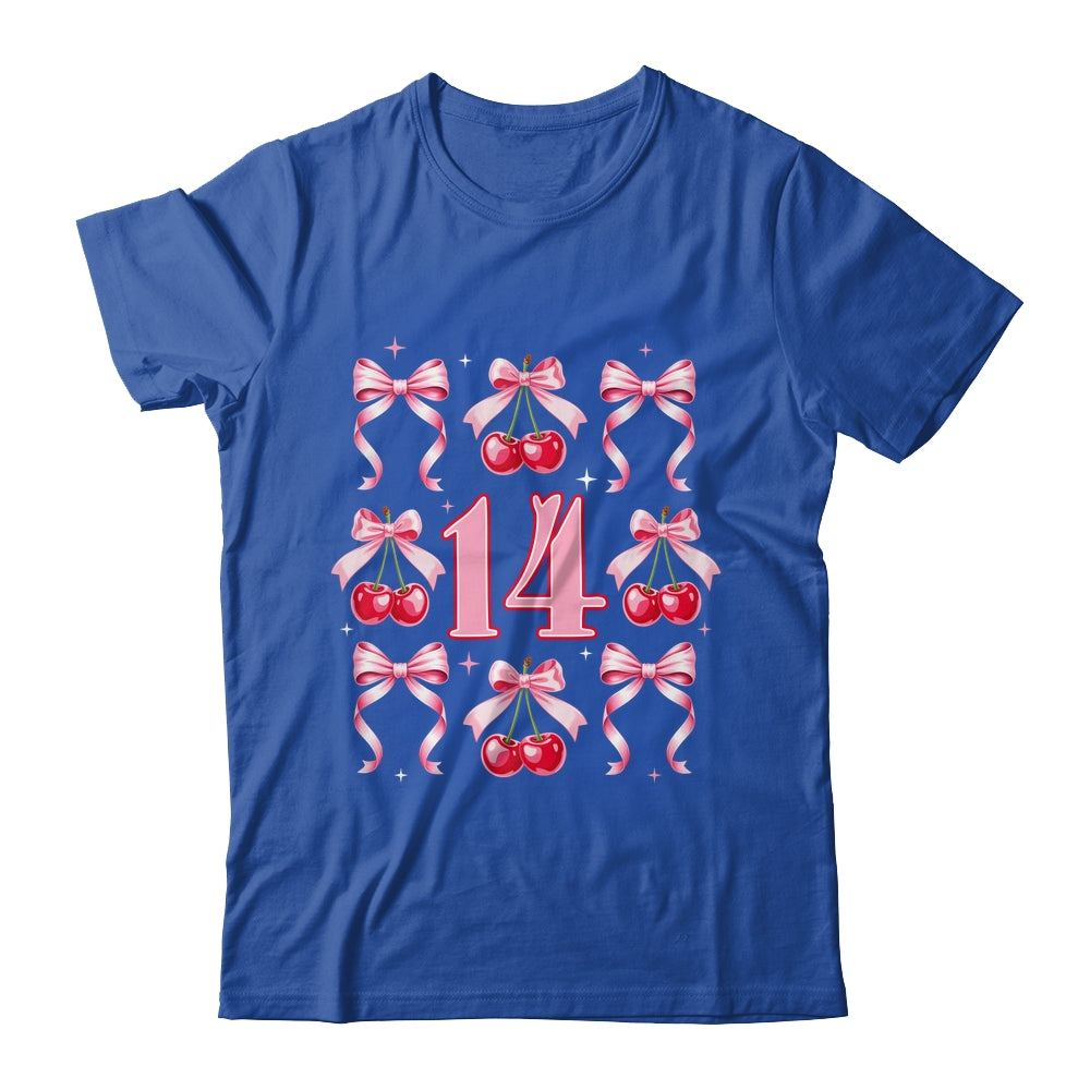 Birthday Girl 14th Birthday Cherry Coquette Bow 14 Years Old Shirt & Hoodie | teecentury