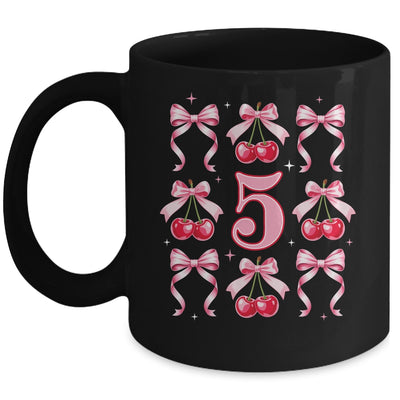 Birthday Girl 5th Birthday Cherry Coquette Bow 5 Years Old Mug | teecentury