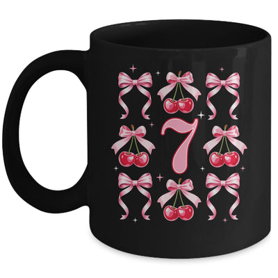 Birthday Girl 7th Birthday Cherry Coquette Bow 7 Years Old Mug | teecentury