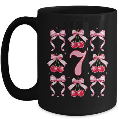 Birthday Girl 7th Birthday Cherry Coquette Bow 7 Years Old Mug | teecentury