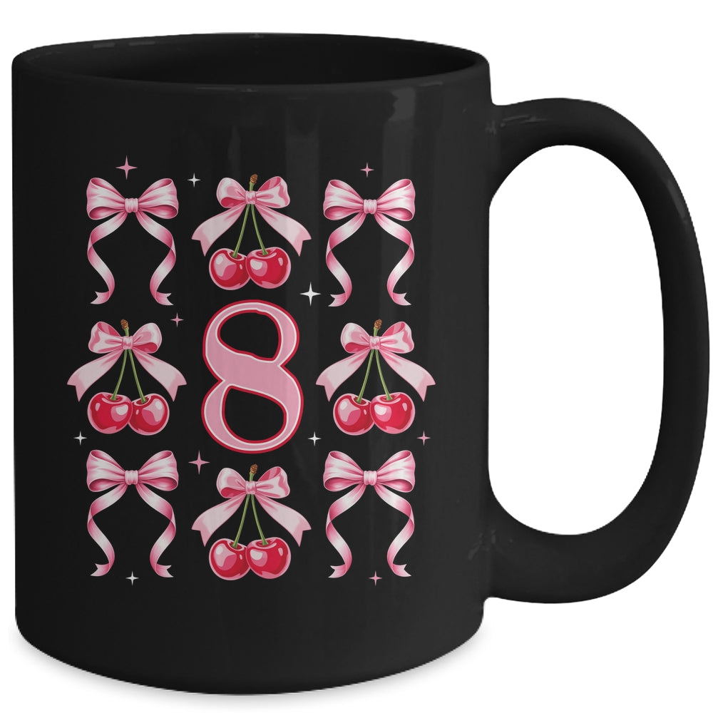 Birthday Girl 8th Birthday Cherry Coquette Bow 8 Years Old Mug | teecentury