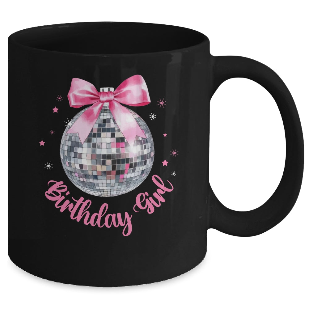Birthday Girl Coquette Bow Disco Ball Funny Birthday Party Mug | teecentury