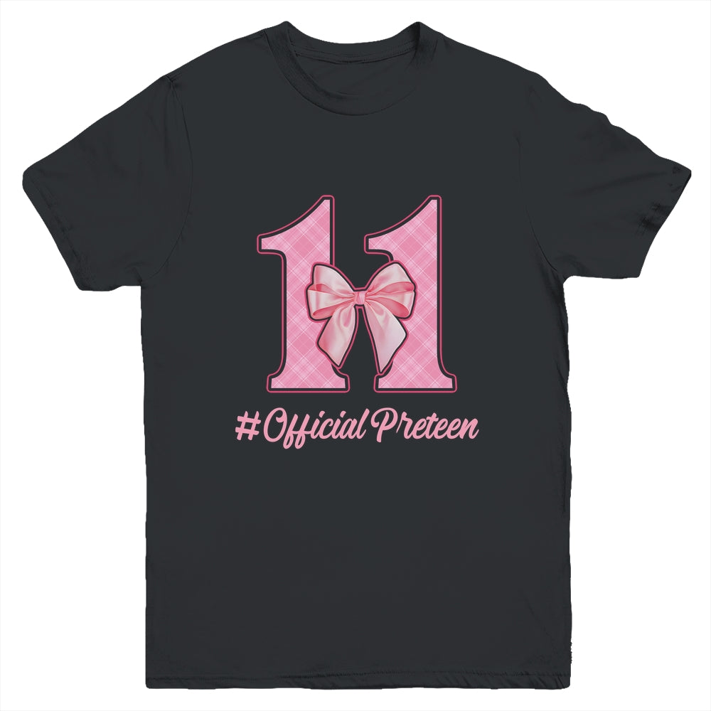 Birthday Girl Pink Coquette Bow 11 Year Old Aesthetic Girly Youth Shirt | teecentury