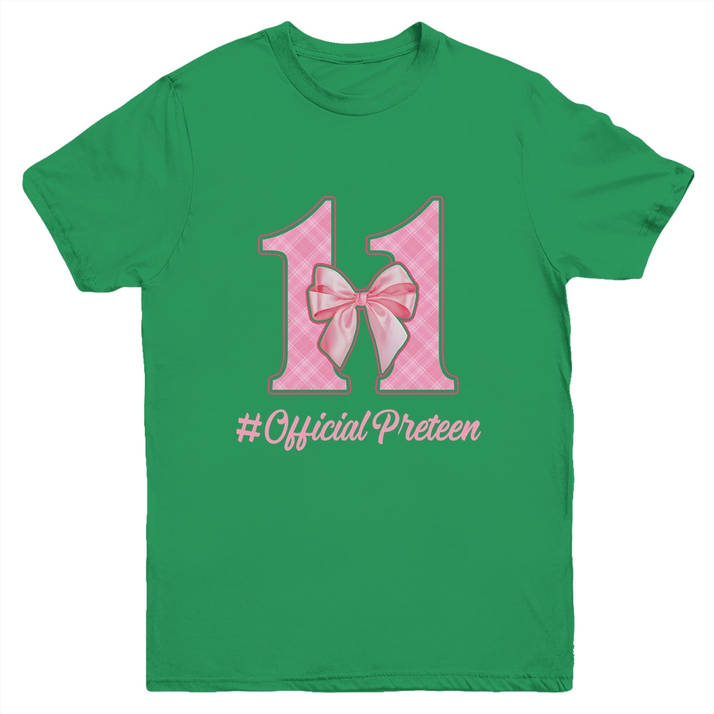 Birthday Girl Pink Coquette Bow 11 Year Old Aesthetic Girly Youth Shirt | teecentury