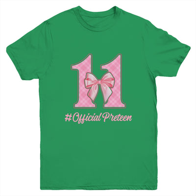 Birthday Girl Pink Coquette Bow 11 Year Old Aesthetic Girly Youth Shirt | teecentury