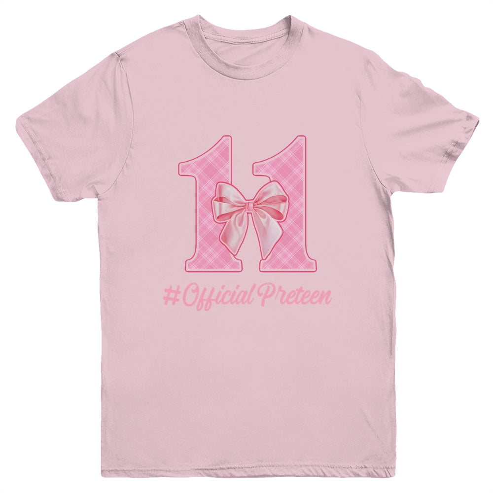 Birthday Girl Pink Coquette Bow 11 Year Old Aesthetic Girly Youth Shirt | teecentury