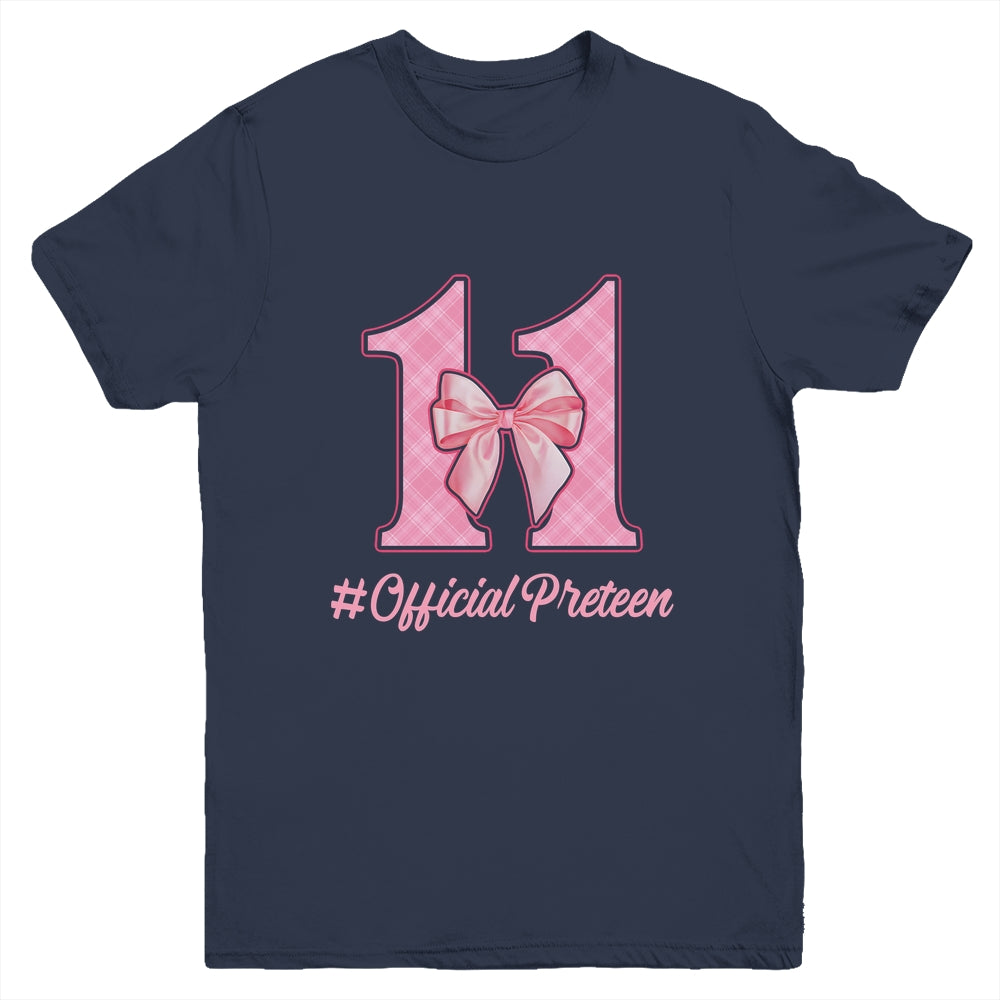 Birthday Girl Pink Coquette Bow 11 Year Old Aesthetic Girly Youth Shirt | teecentury