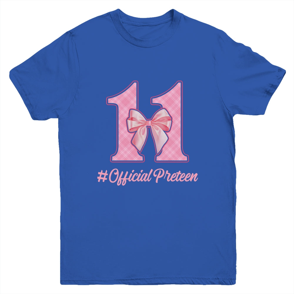 Birthday Girl Pink Coquette Bow 11 Year Old Aesthetic Girly Youth Shirt | teecentury
