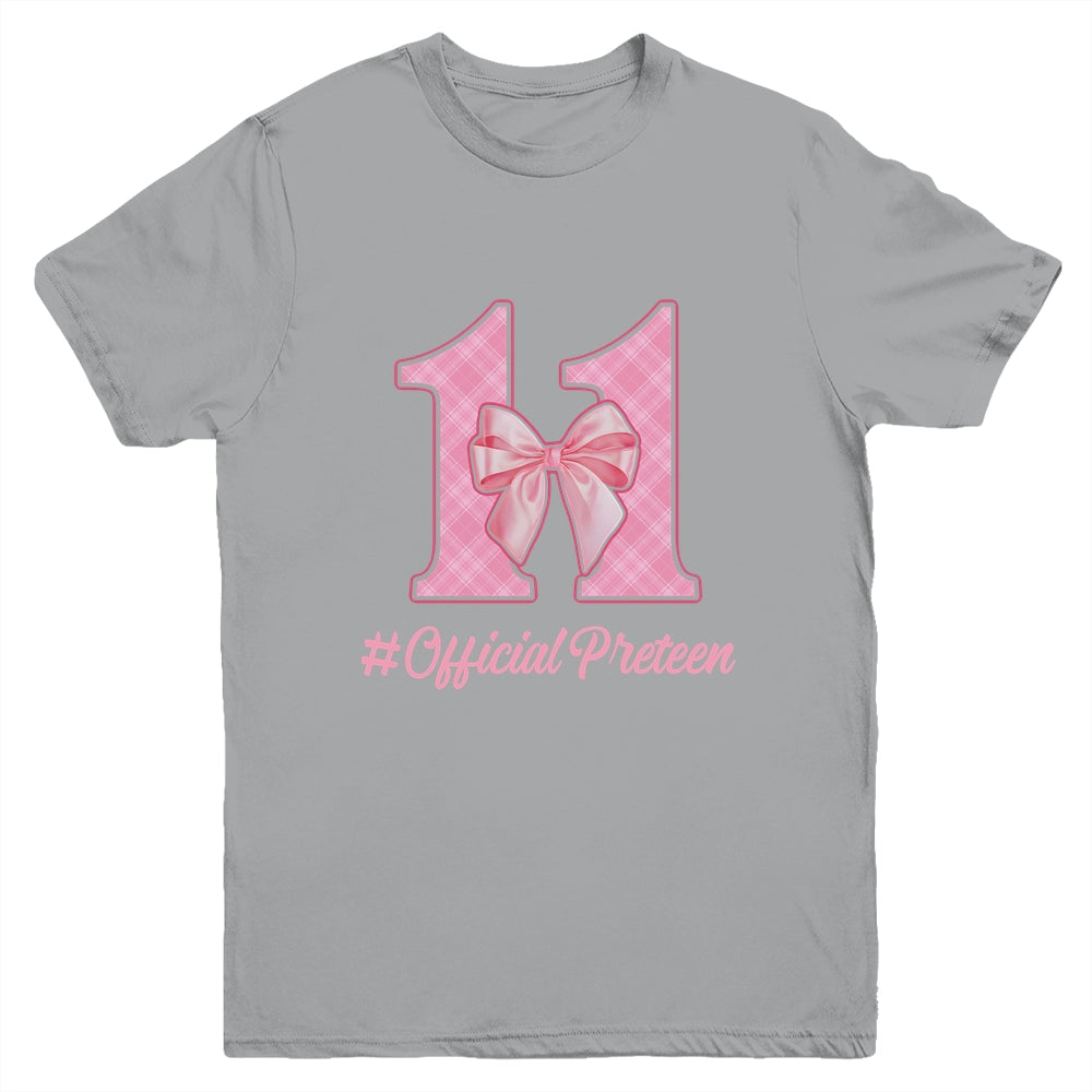 Birthday Girl Pink Coquette Bow 11 Year Old Aesthetic Girly Youth Shirt | teecentury