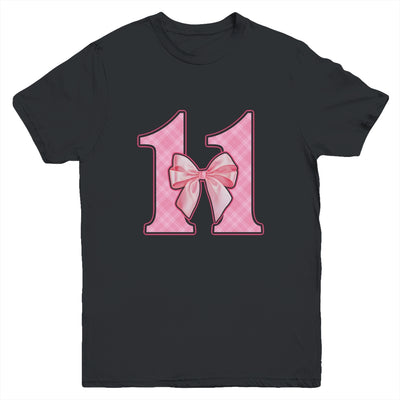 Birthday Girl Pink Coquette Bow 11 Year Old Bday Girl Youth Shirt | teecentury