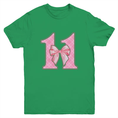 Birthday Girl Pink Coquette Bow 11 Year Old Bday Girl Youth Shirt | teecentury